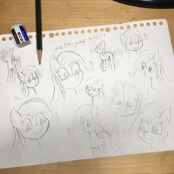 Size: 838x838 | Tagged: safe, artist:huodx, fluttershy, earth pony, pony, drawpile, eraser, frown, monochrome, pencil, simple background, traditional art