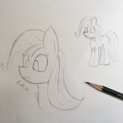 Size: 1048x1048 | Tagged: safe, artist:huodx, fluttershy, pony, drawpile, monochrome, pencil, simple background, smiling, traditional art