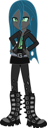 Size: 3902x10442 | Tagged: safe, artist:pink1ejack, imported from derpibooru, queen chrysalis, equestria girls, absurd resolution, belt, boots, clothes, equestria girls-ified, female, hand on hip, jacket, leather, leather boots, leather jacket, leggings, miniskirt, pantyhose, ripped pantyhose, shoes, simple background, skirt, smiling, solo, transparent background, vector, younger