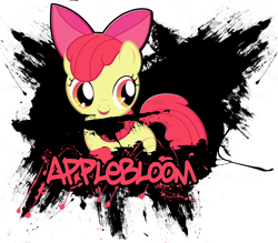 Size: 1920x1680 | Tagged: safe, artist:mirai-digi, artist:redpandapony, imported from derpibooru, apple bloom, earth pony, pony, female, filly, graffiti, simple background, solo, transparent background