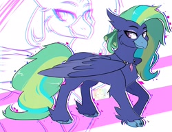 Size: 2048x1584 | Tagged: safe, artist:holomouse, imported from derpibooru, oc, oc only, oc:plumeria blossom, hippogriff, hippogriff oc, lidded eyes, looking at you, smiling