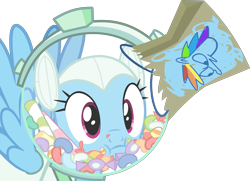 Size: 3404x2467 | Tagged: safe, artist:frownfactory, imported from derpibooru, rainbow dash, pegasus, pony, scare master, candy, clothes, costume, female, food, high res, mare, simple background, solo, space helmet, transparent background, vector, wings