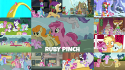 Size: 1280x721 | Tagged: safe, edit, edited screencap, editor:quoterific, imported from derpibooru, screencap, alula, apple bloom, apple mint, applejack, blues, bon bon, carrot top, cherry cola, cherry fizzy, cloud kicker, cotton cloudy, diamond mint, dinky hooves, dizzy twister, golden harvest, lemon hearts, lightning bolt, linky, liza doolots, luckette, lucky clover, lyra heartstrings, mr. waddle, nightjar, noi, noteworthy, orange swirl, petunia, pinkie pie, piña colada, pluto, rarity, ruby pinch, scootaloo, shoeshine, spike, strawberry ice, sweet pop, sweetie belle, sweetie drops, tootsie flute, tornado bolt, twilight sparkle, twist, white lightning, zippoorwhill, alicorn, dragon, earth pony, pegasus, pony, unicorn, a hearth's warming tail, call of the cutie, crusaders of the lost mark, fame and misfortune, filli vanilli, forever filly, hearth's warming eve (episode), lesson zero, pinkie pride, season 1, season 2, season 3, season 4, season 5, season 6, season 7, slice of life (episode), spike at your service, the cutie pox, the gift of the maud pie, ^^, apple bloom's bow, apple family member, applejack's hat, aura (g4), bow, cowboy hat, cutie mark crusaders, eyes closed, female, filly, food, hair bow, hat, male, mare, messy mane, open mouth, open smile, ponyville town hall, popcorn, smiling, stallion, sugarcube corner, sweet apple acres, sweet apple acres barn, twilight sparkle (alicorn), wall of tags