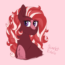 Size: 1578x1563 | Tagged: safe, artist:queenderpyturtle, imported from derpibooru, oc, oc:scarlet riddle, pony, bust, female, mare, portrait, simple background, solo