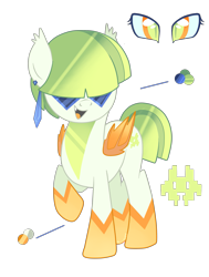 Size: 1999x2648 | Tagged: safe, artist:khimi-chan, imported from derpibooru, oc, oc only, bat pony, pony, bat pony oc, bat wings, open mouth, raised hoof, reference sheet, simple background, smiling, solo, sunglasses, transparent background, wings