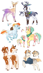 Size: 2321x3919 | Tagged: safe, artist:royvdhel-art, imported from derpibooru, oc, oc only, earth pony, fox, pony, wolf, antlers, earth pony oc, female, filly, high res, looking back, mare, multicolored hair, rainbow hair, running