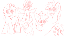Size: 2560x1440 | Tagged: safe, artist:monycaalot, imported from derpibooru, oc, oc:mony caalot, earth pony, pony, expressions, fake wings, female, reference sheet, sitting, sketch