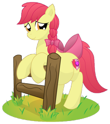 Size: 9600x10800 | Tagged: safe, artist:xniclord789x, imported from derpibooru, apple bloom, earth pony, pony, absurd resolution, braid, female, fence, grass, mare, mommabloom, older, pregbloom, pregnant, pregnant apple bloom, shadow, simple background, smiling, solo, transparent background