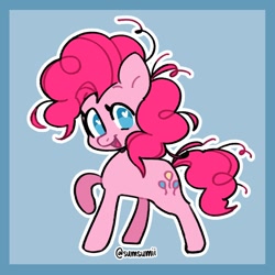 Size: 900x900 | Tagged: safe, artist:sumsumii, imported from derpibooru, pinkie pie, earth pony, pony, cute, diapinkes, female, heart eyes, looking at you, mare, no pupils, open mouth, smiling, solo, wingding eyes
