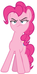 Size: 1736x3455 | Tagged: safe, artist:dipi11, imported from derpibooru, pinkie pie, earth pony, pony, season 5, the cutie map, .ai available, blue eyes, female, full body, mare, pink mane, pink tail, pinkie pie is not amused, shrunken pupils, simple background, solo, standing, tail, transparent background, unamused, vector, wavy mouth