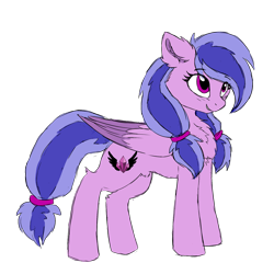 Size: 2000x2000 | Tagged: safe, artist:sorajona, imported from derpibooru, oc, oc only, oc:crystal dust, pegasus, pony, derpibooru community collaboration, 2022 community collab, chest fluff, female, hair tie, high res, mare, pegasus oc, pubic fluff, simple background, smiling, solo, transparent background