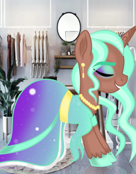 Size: 1024x1308 | Tagged: safe, artist:owocrystalcatowo, imported from derpibooru, oc, oc:minty moon, pony, unicorn, clothes, dress, eyes closed, solo