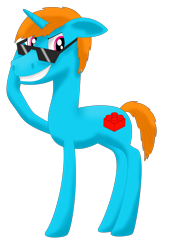 Size: 1800x2500 | Tagged: safe, artist:flammerfime, imported from derpibooru, oc, oc only, oc:flammer fime, pony, unicorn, derpibooru community collaboration, 2022 community collab, simple background, smiling, solo, sunglasses, transparent background