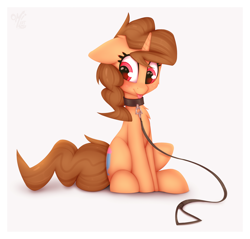 Size: 1334x1273 | Tagged: safe, artist:omi, imported from derpibooru, oc, oc only, oc:buttercup shake, pony, unicorn, blushing, collar, female, leash, pet play, simple background, solo, tongue out, white background