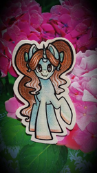 Size: 340x604 | Tagged: safe, artist:avonir, imported from derpibooru, oc, oc only, pony, unicorn, female, mare, raised hoof, signature, smiling, solo, traditional art
