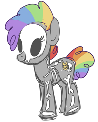 Size: 1084x1347 | Tagged: safe, artist:khimi-chan, imported from derpibooru, oc, oc only, earth pony, pony, clothes, costume, earth pony oc, eyelashes, female, mare, multicolored hair, rainbow hair, simple background, skeleton costume, solo, white background