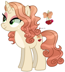 Size: 926x1036 | Tagged: safe, artist:dayspring-dawnyt, imported from derpibooru, oc, pony, unicorn, female, magical lesbian spawn, mare, offspring, parent:applejack, parent:cherry jubilee, parents:cherryjack, simple background, solo, transparent background