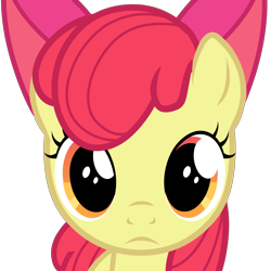 Size: 5000x5000 | Tagged: safe, imported from derpibooru, apple bloom, earth pony, pony, absurd resolution, adorabloom, apple bloom's bow, bow, bust, cute, female, filly, frown, hair bow, looking at you, orange eyes, red mane, simple background, solo, transparent background, vector