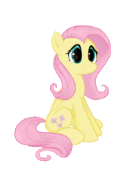 Size: 600x800 | Tagged: safe, artist:brella, imported from derpibooru, fluttershy, pegasus, pony, animated, blinking, female, folded wings, gif, live2d, mare, simple background, sitting, smiling, solo, three quarter view, transparent background, wings