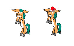 Size: 1024x640 | Tagged: safe, artist:horsesplease, imported from derpibooru, hitch trailblazer, earth pony, pony, christmas, doodle, flying, frown, g5, hat, holiday, male, multeity, my little pony: a new generation, sad hitch, santa hat, simple background, solo, stallion, white background, wing ears, wings