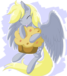 Size: 1600x1800 | Tagged: safe, artist:maravor, imported from derpibooru, derpy hooves, pegasus, pony, :p, eyes closed, female, food, giant muffin, hug, mare, muffin, outline, solo, tongue out, white outline