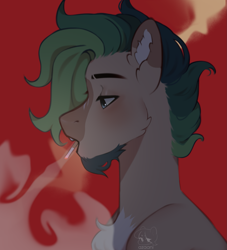 Size: 1737x1911 | Tagged: safe, artist:azaani, imported from derpibooru, oc, pegasus, pony, beard, bust, cigarette, facial hair, male, portrait, smoke, smoking, solo