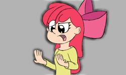 Size: 1370x817 | Tagged: safe, artist:myatoons, imported from derpibooru, apple bloom, human, hand, humanized, perplexed, solo