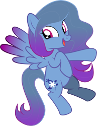 Size: 6919x8955 | Tagged: safe, artist:shootingstarsentry, imported from derpibooru, oc, oc only, oc:frosty flakes, pegasus, pony, absurd resolution, colored wings, female, flying, full body, gradient mane, gradient tail, gradient wings, mare, open mouth, open smile, pegasus oc, show accurate, simple background, smiling, solo, spread wings, tail, transparent background, vector, wings