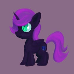 Size: 2048x2048 | Tagged: safe, artist:iron curtain, imported from derpibooru, oc, oc:nyx, alicorn, pony, female, filly, high res, ponytober, purple background, simple background, solo