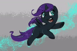 Size: 3000x2000 | Tagged: safe, artist:gekasso, imported from derpibooru, oc, oc:nyx, alicorn, pony, female, filly, flying, high res, open mouth, open smile, smiling, solo