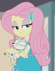 Size: 1323x1704 | Tagged: safe, imported from derpibooru, screencap, fluttershy, dog, equestria girls, equestria girls series, outtakes (episode), cropped, solo