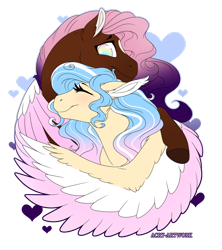 Size: 1600x1800 | Tagged: safe, artist:acry-artwork, imported from derpibooru, oc, oc only, oc:blissful daydreams, oc:love byte, pegasus, pony, hug, simple background, transparent background