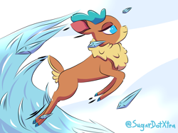 Size: 4160x3120 | Tagged: safe, artist:sugardotxtra, imported from derpibooru, deer, reindeer, them's fightin' herds, community related, ice, velvet (tfh)