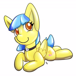 Size: 4096x4096 | Tagged: safe, artist:ponballoon, imported from derpibooru, oc, oc:bubble "duckie" bath, inflatable pony, pegasus, pony, choker, female, inflatable, living object, looking at you, mare, solo