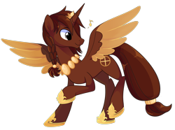 Size: 2778x2070 | Tagged: safe, artist:khimi-chan, imported from derpibooru, oc, oc only, alicorn, pony, alicorn oc, colored wings, high res, hoof shoes, horn, jewelry, male, necklace, pearl necklace, raised hoof, simple background, smiling, solo, stallion, transparent background, two toned wings, wings