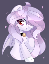 Size: 1094x1402 | Tagged: safe, artist:avonir, imported from derpibooru, oc, oc only, bat pony, pony, bat pony oc, bat wings, bust, choker, female, hair over one eye, mare, smiling, solo, wings