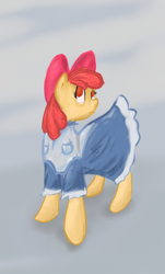 Size: 884x1466 | Tagged: safe, artist:dddlicious, imported from derpibooru, apple bloom, earth pony, pony, alice in wonderland, clothes, dress, female, filly, solo