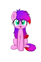 Size: 960x1440 | Tagged: safe, artist:hsf, imported from derpibooru, oc, oc only, oc:天雨(hsf), earth pony, pony, derpibooru community collaboration, 2022 community collab, earth pony oc, eye clipping through hair, eyelashes, female, front view, full body, gradient mane, gradient tail, looking at you, mare, open mouth, open smile, simple background, sitting, smiling, smiling at you, solo, tail, transparent background