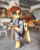 Size: 1600x2000 | Tagged: safe, artist:serodart, imported from derpibooru, oc, earth pony, pony, apron, blurred background, cafe, cafeteria, clothes, gift art, scar, solo, tray, waiter