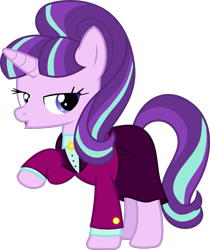 Size: 3689x4397 | Tagged: safe, artist:uigsyvigvusy, imported from derpibooru, starlight glimmer, pony, unicorn, absurd resolution, clothes, female, headmare starlight, mare, older, older starlight glimmer, raised hoof, s5 starlight, simple background, solo, transparent background, vector