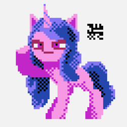 Size: 768x768 | Tagged: safe, artist:boxwari, imported from derpibooru, izzy moonbow, pony, unicorn, female, g5, mare, my little pony: a new generation, pixel art, solo