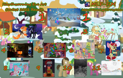 Size: 5500x3500 | Tagged: safe, artist:expee, artist:firelorda2, imported from derpibooru, apple bloom, applejack, derpy hooves, dj pon-3, fluttershy, pinkie pie, rainbow dash, rarity, scootaloo, spike, twilight sparkle, vinyl scratch, oc, alicorn, unicorn, burger, candy, candy cane, christmas, christmas tree, clothes, contest, contest winner, costume, festive, fire, fireplace, food, hat, hay burger, hearth's warming eve, holiday, mane six, ponk, santa costume, santa hat, scarf, tree, twilight sparkle (alicorn)