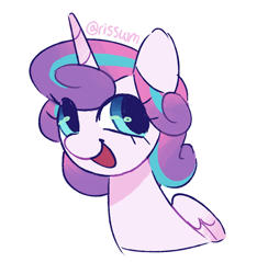 Size: 974x1000 | Tagged: safe, artist:risswm, imported from derpibooru, princess flurry heart, alicorn, pony, bust, cute, female, flurrybetes, happy, mare, older, older flurry heart, open mouth, open smile, simple background, smiling, solo, white background