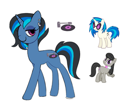 Size: 1205x1000 | Tagged: safe, artist:risswm, imported from derpibooru, dj pon-3, octavia melody, vinyl scratch, oc, earth pony, pony, unicorn, ear piercing, earring, female, jewelry, magical lesbian spawn, mare, offspring, parent:octavia melody, parent:vinyl scratch, parents:scratchtavia, piercing, simple background, white background