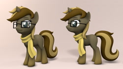 Size: 1920x1080 | Tagged: safe, artist:whiteskypony, imported from derpibooru, oc, oc:skivvy, pony, unicorn, 3d, clothes, female, glasses, mare, scarf, solo