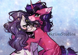 Size: 1507x1080 | Tagged: safe, artist:krissstudios, imported from derpibooru, oc, oc only, earth pony, pony, unicorn, female, glasses, mare