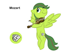 Size: 681x518 | Tagged: safe, alternate version, artist:torusthescribe, imported from derpibooru, oc, oc only, oc:mozart, pegasus, pony, bio in description, flying, musical instrument, offspring, one eye closed, parent:fluttershy, parents:canon x oc, pegasus oc, simple background, smiling, solo, violin, white background, wings, wink