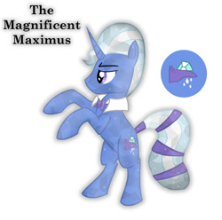 Size: 1076x1067 | Tagged: safe, artist:torusthescribe, imported from derpibooru, oc, oc only, crystal pony, pony, unicorn, bipedal, horn, male, offspring, parent:trixie, parents:canon x oc, rearing, smiling, stallion, unicorn oc