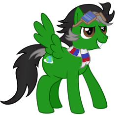 Size: 2300x2147 | Tagged: safe, artist:sweetielover, imported from derpibooru, oc, oc:trip away, pegasus, pony, derpibooru community collaboration, 2022 community collab, clothes, goggles, high res, male, scarf, simple background, solo, spread wings, stallion, transparent background, wings