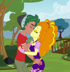 Size: 1280x1318 | Tagged: safe, artist:boneswolbach, artist:thelifedragonslayer, imported from derpibooru, adagio dazzle, timber spruce, human, equestria girls, female, kiss on the lips, kissing, male, shipping, straight, timberdazzle